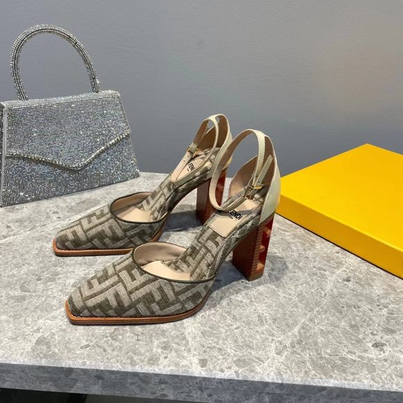 NEW in box. Fendi FF logo jacquard sandal heels - Picture 3 of 6